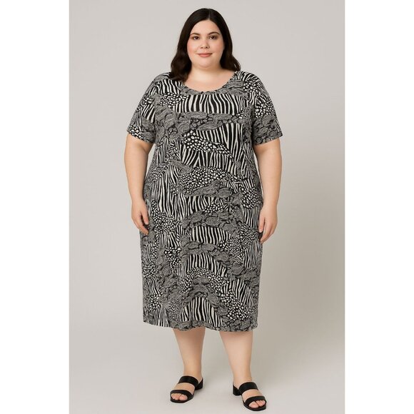 HBS Collection Plus Size 20W Zebra & Paisley Print Dress Shoulder Pads Back Slit - Picture 10 of 10